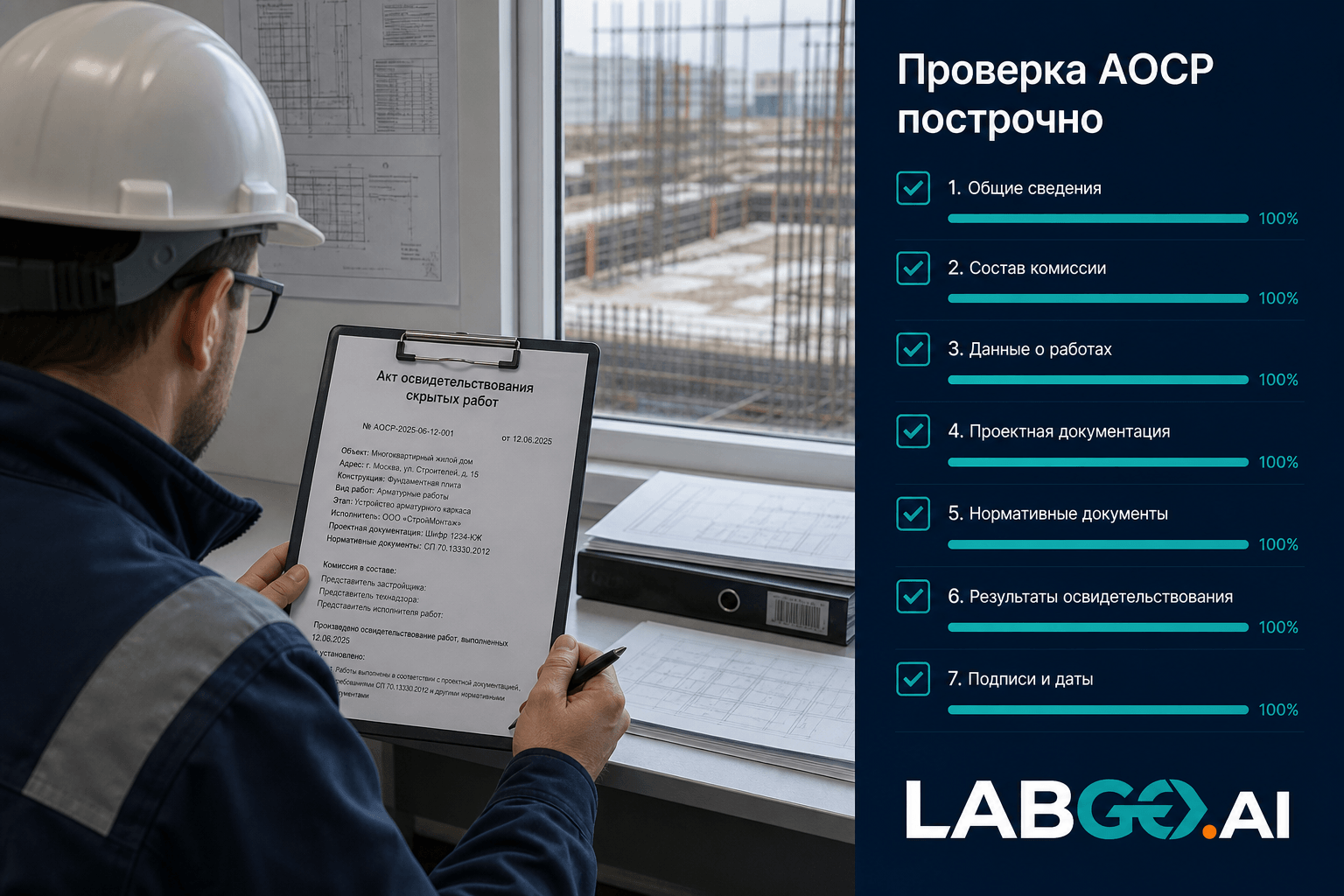 Что проверяет инспектор в АОСР построчно