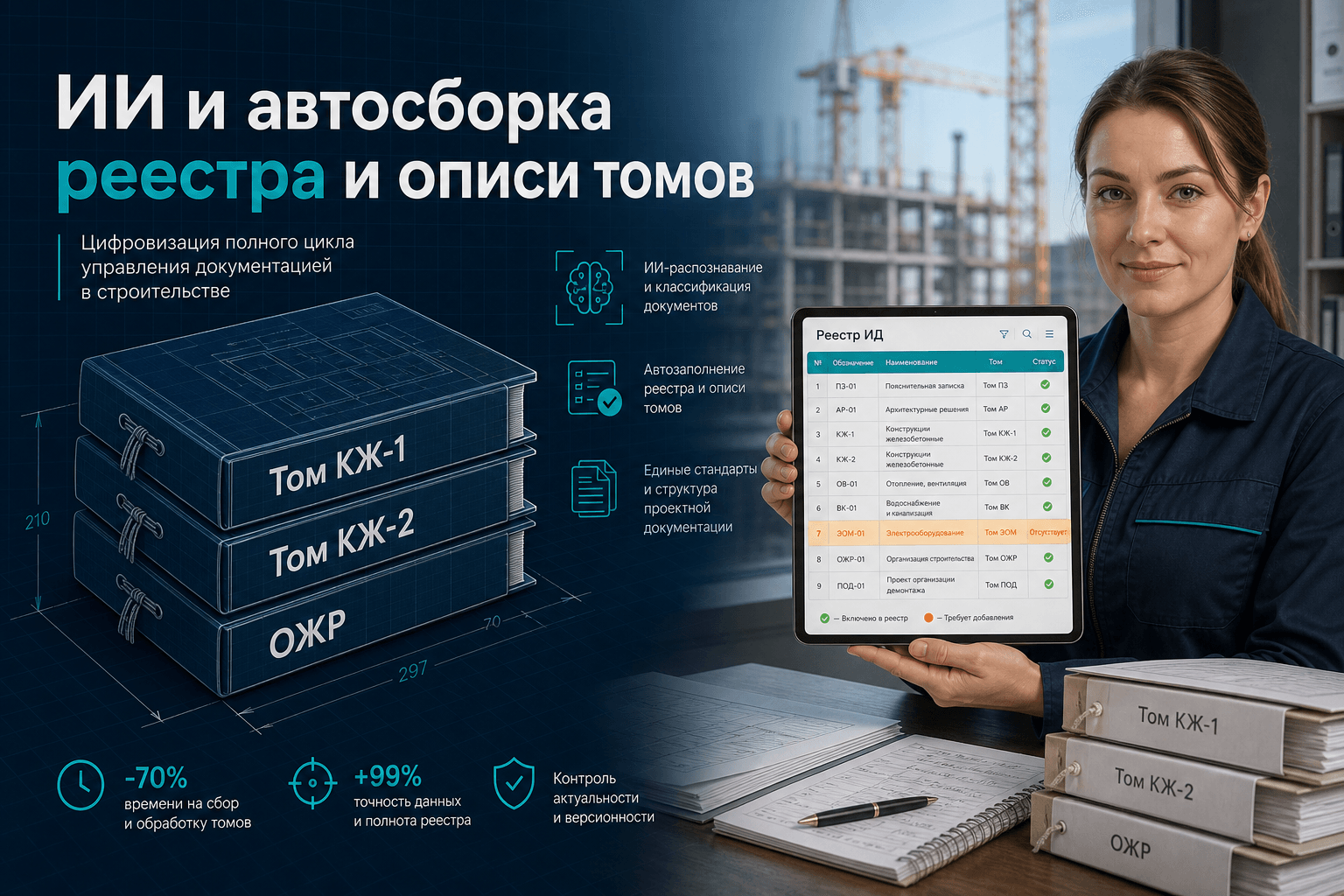 ИИ и автосборка реестра и описи томов: от файлов объекта к сдаче