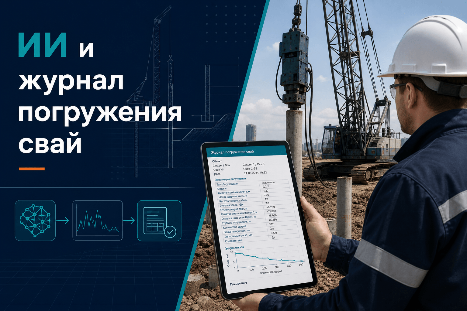 ИИ и журнал погружения свай: автозаполнение забивки по СП 45
