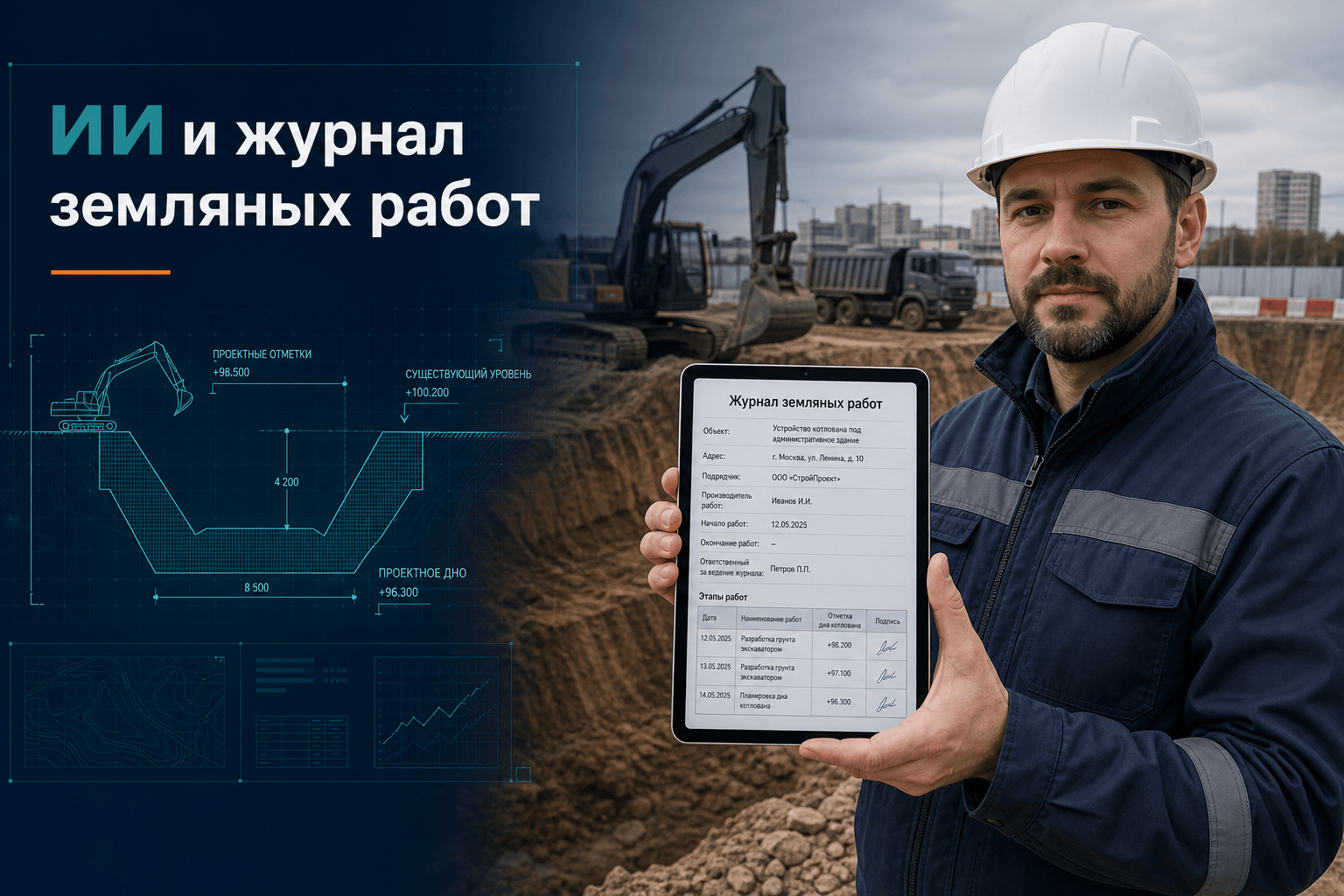 ИИ и журнал земляных работ: автозаполнение выемки и засыпки