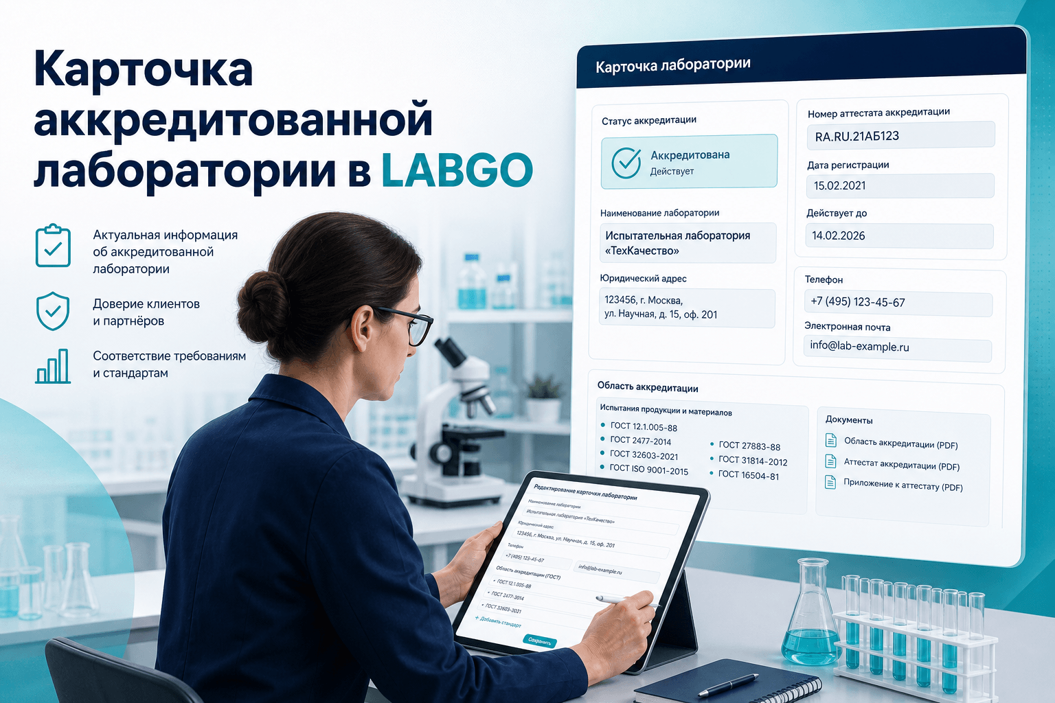 Карточка аккредитованной лаборатории в LABGO: что заполнить