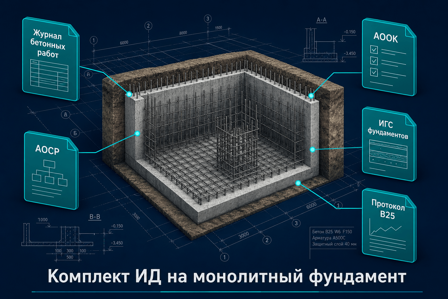 Комплект ИД на монолитный фундамент: перечень и порядок оформления