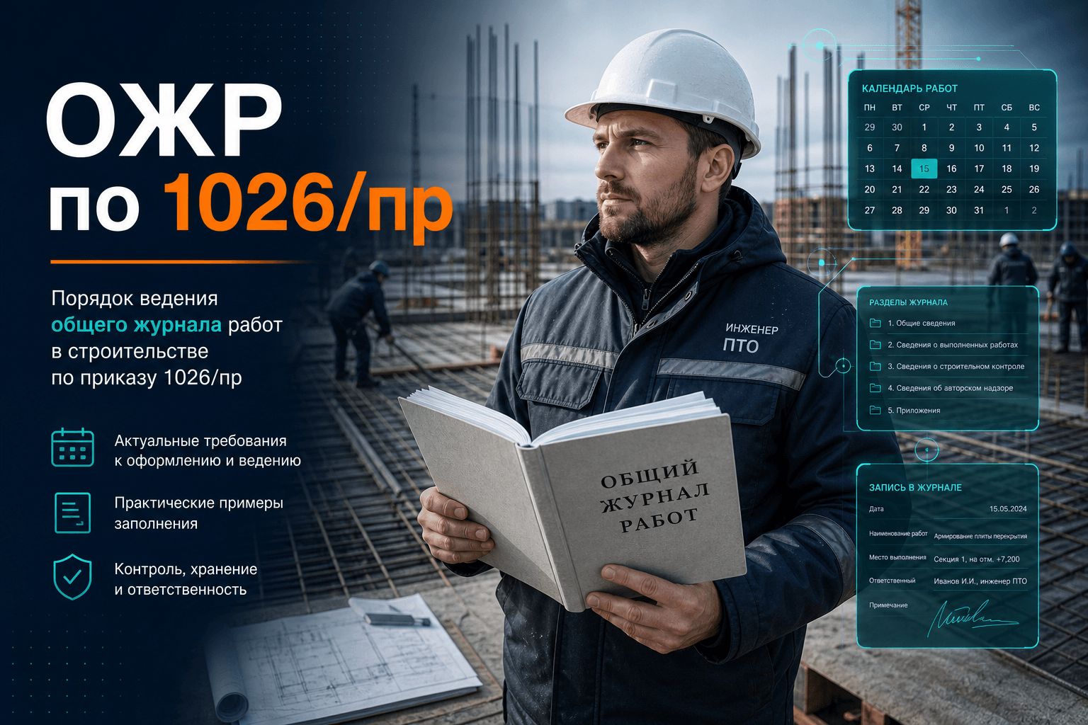 Приказ Минстроя №1026/пр: общий журнал работ — разделы и порядок для ПТО