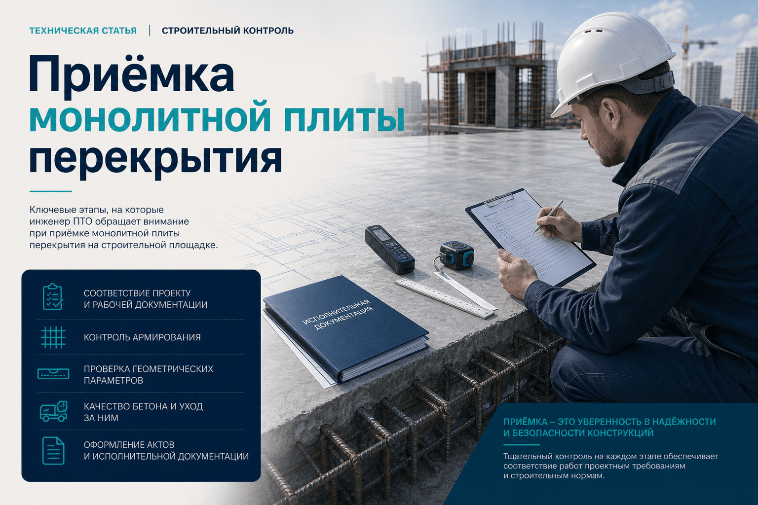 Приёмка монолитной плиты перекрытия: чеклист инженера ПТО