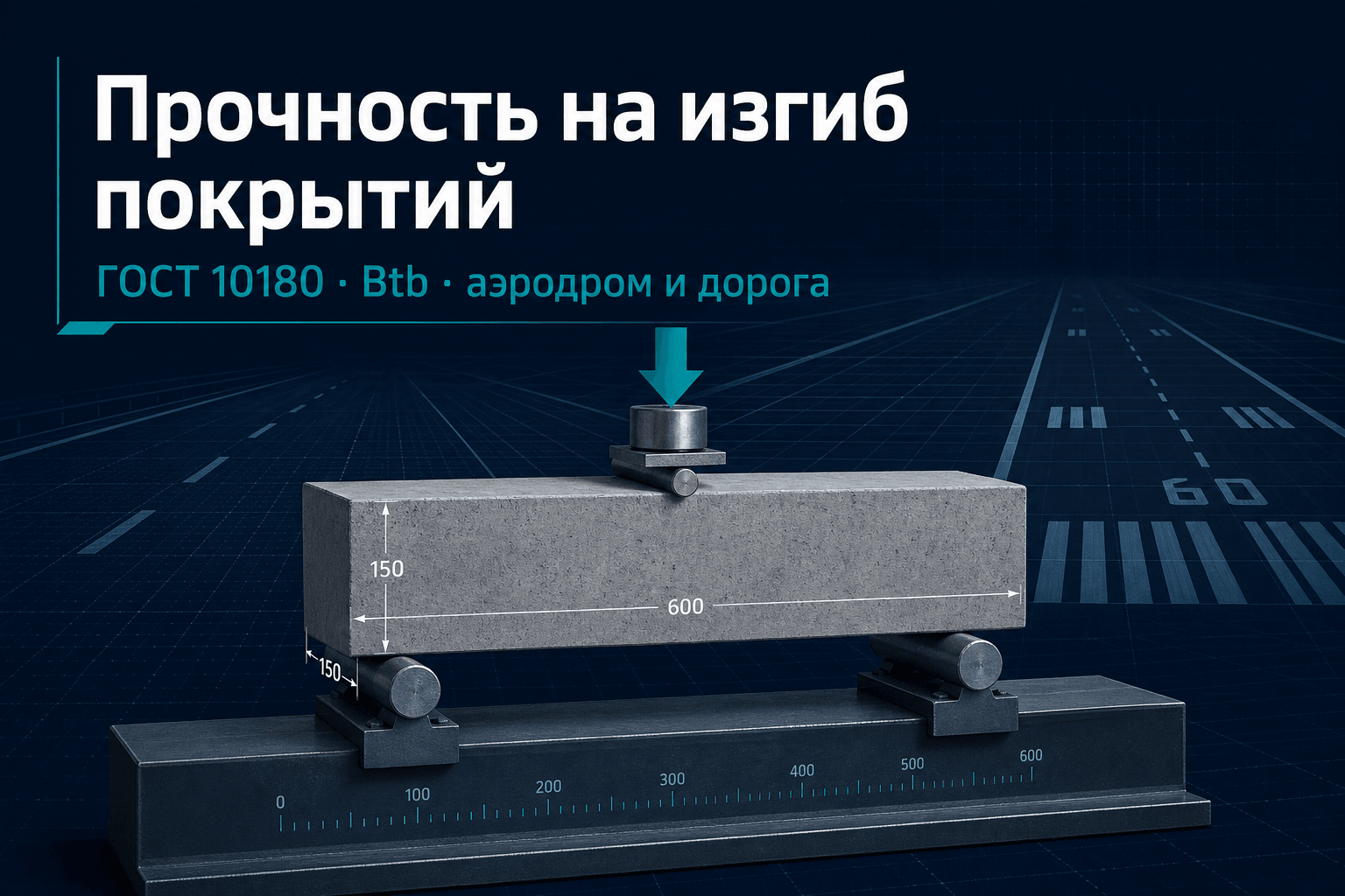 Прочность на изгиб аэродромных и дорожных покрытий по ГОСТ 10180
