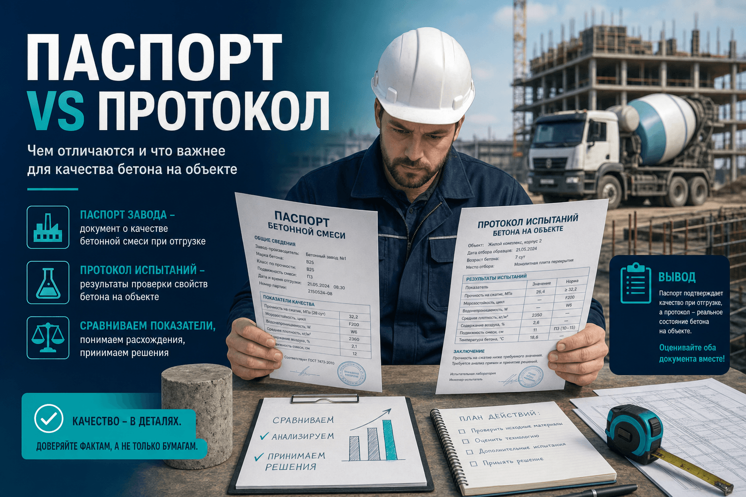 Расхождение прочности: паспорт РБУ против протокола лаборатории