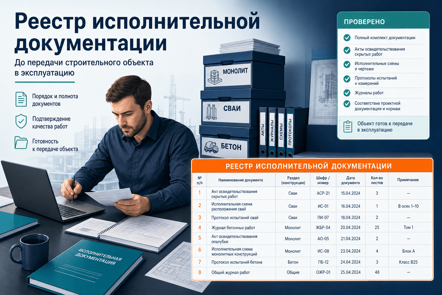 Реестр исполнительной документации перед сдачей объекта