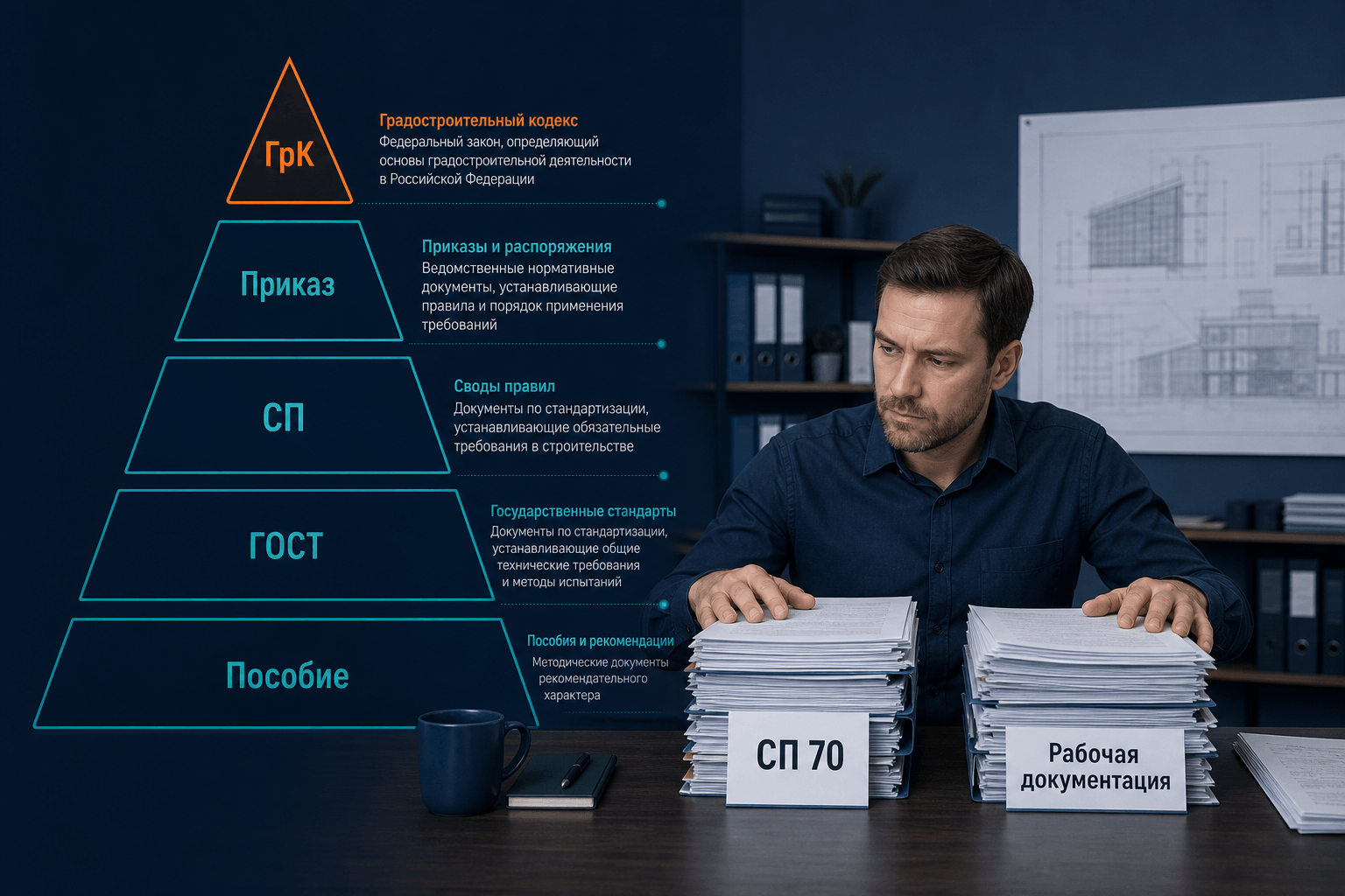 Иерархия документов: ГрК → СП → ГОСТ → проект при конфликте