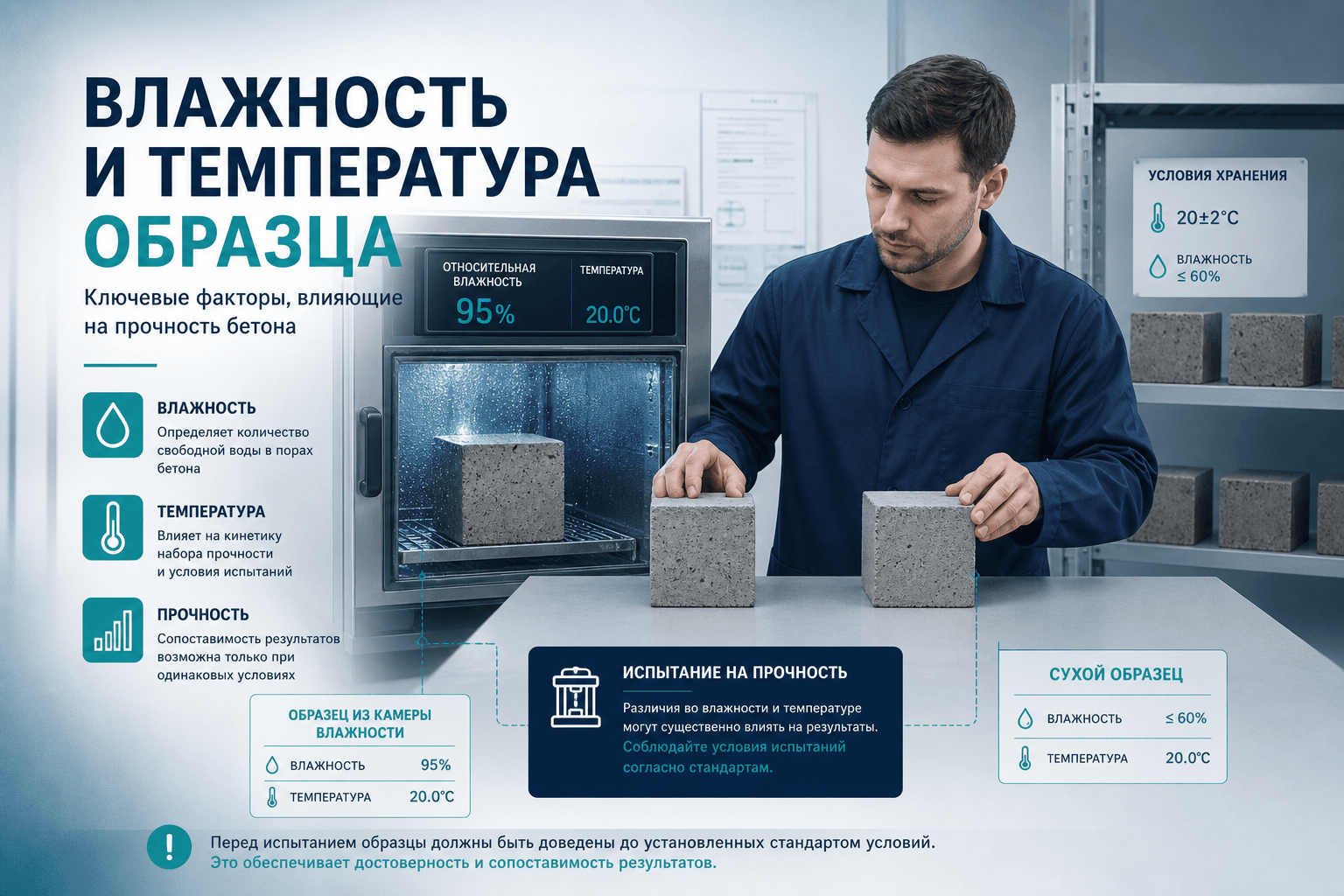 Как влажность и температура образца искажают прочность