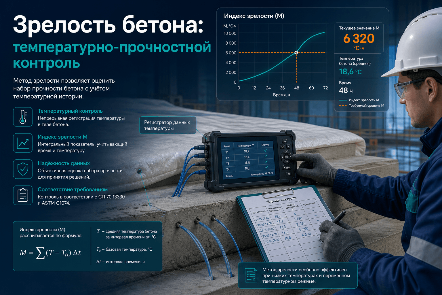 Зрелость бетона: температурно-прочностной метод контроля