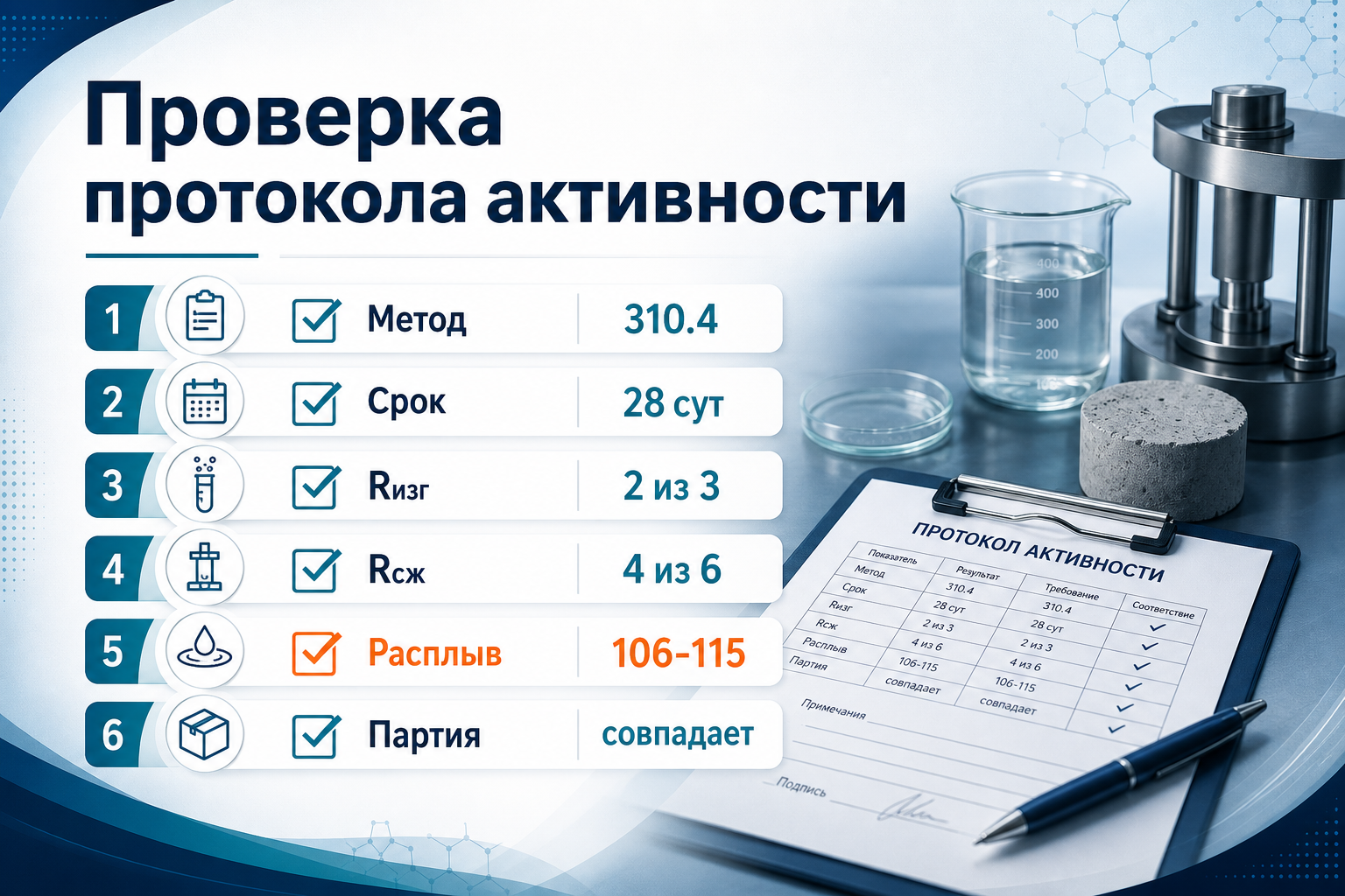 Чек-лист ПТО: сверка протокола активности с паспортом