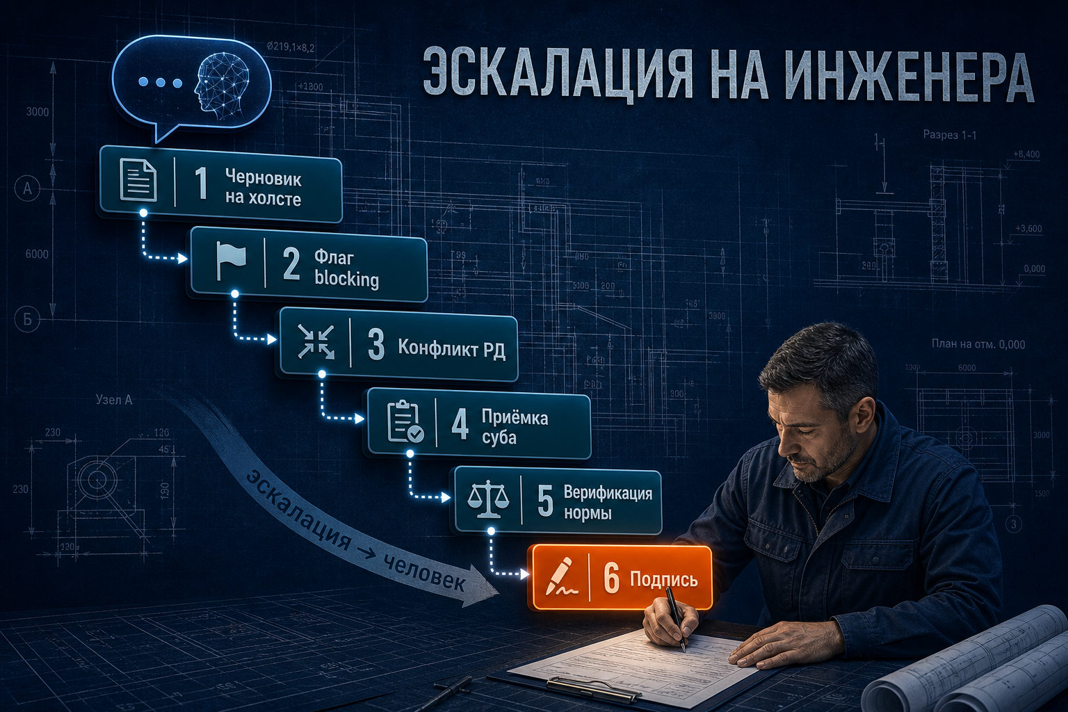 Передача решения от ассистента инженеру ПТО