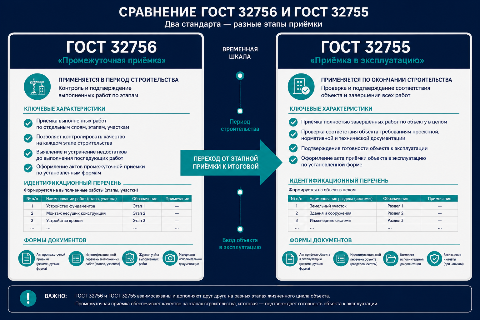 ГОСТ 32756 промежуточная приёмка vs ГОСТ 32755 в эксплуатацию