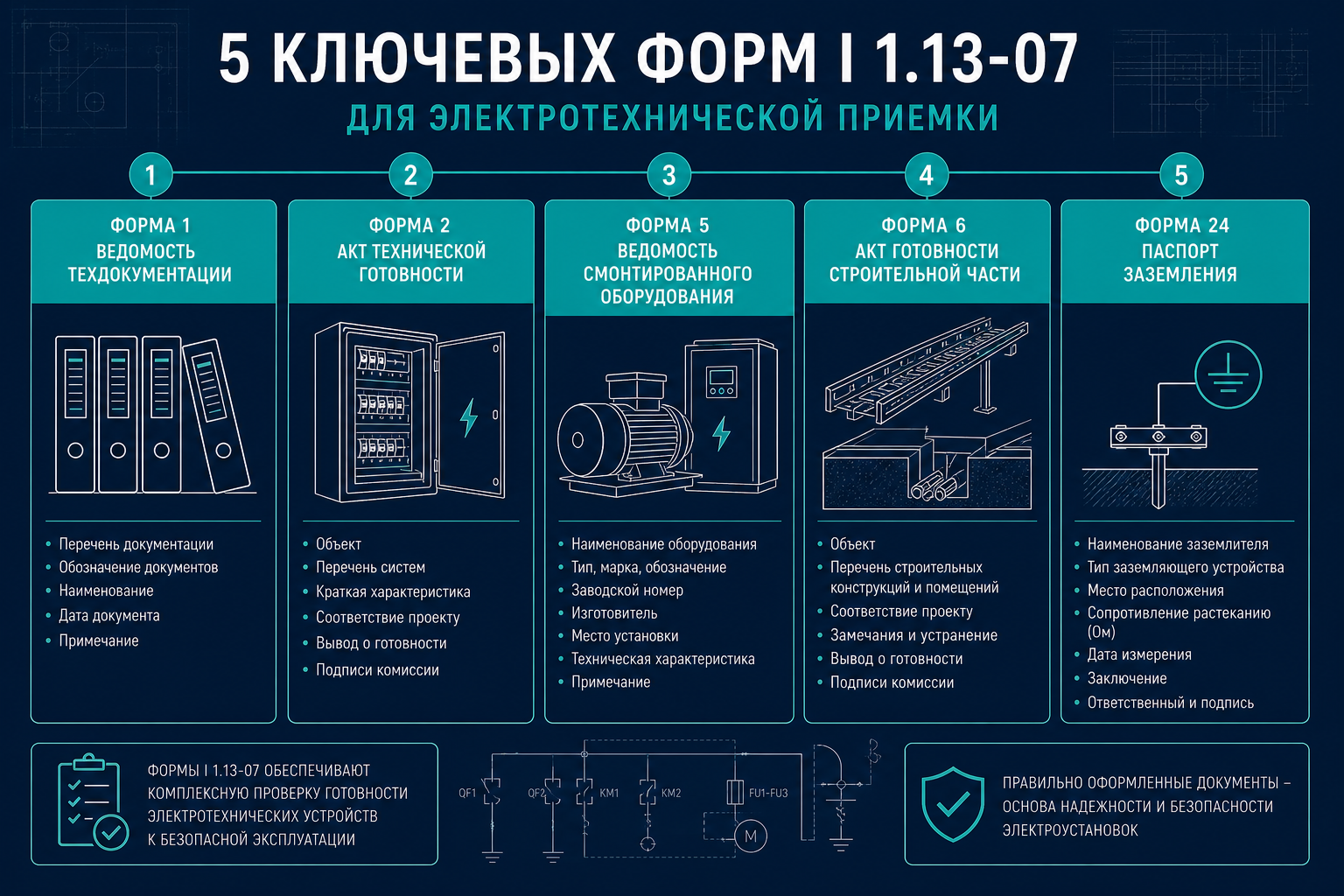 Пять ключевых форм И 1.13-07 по электромонтажу