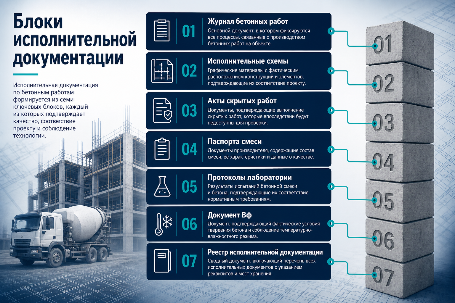 Структура исполнительной документации по бетону