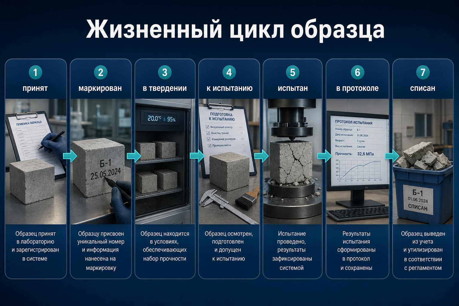 Жизненный цикл образца в журнале регистрации