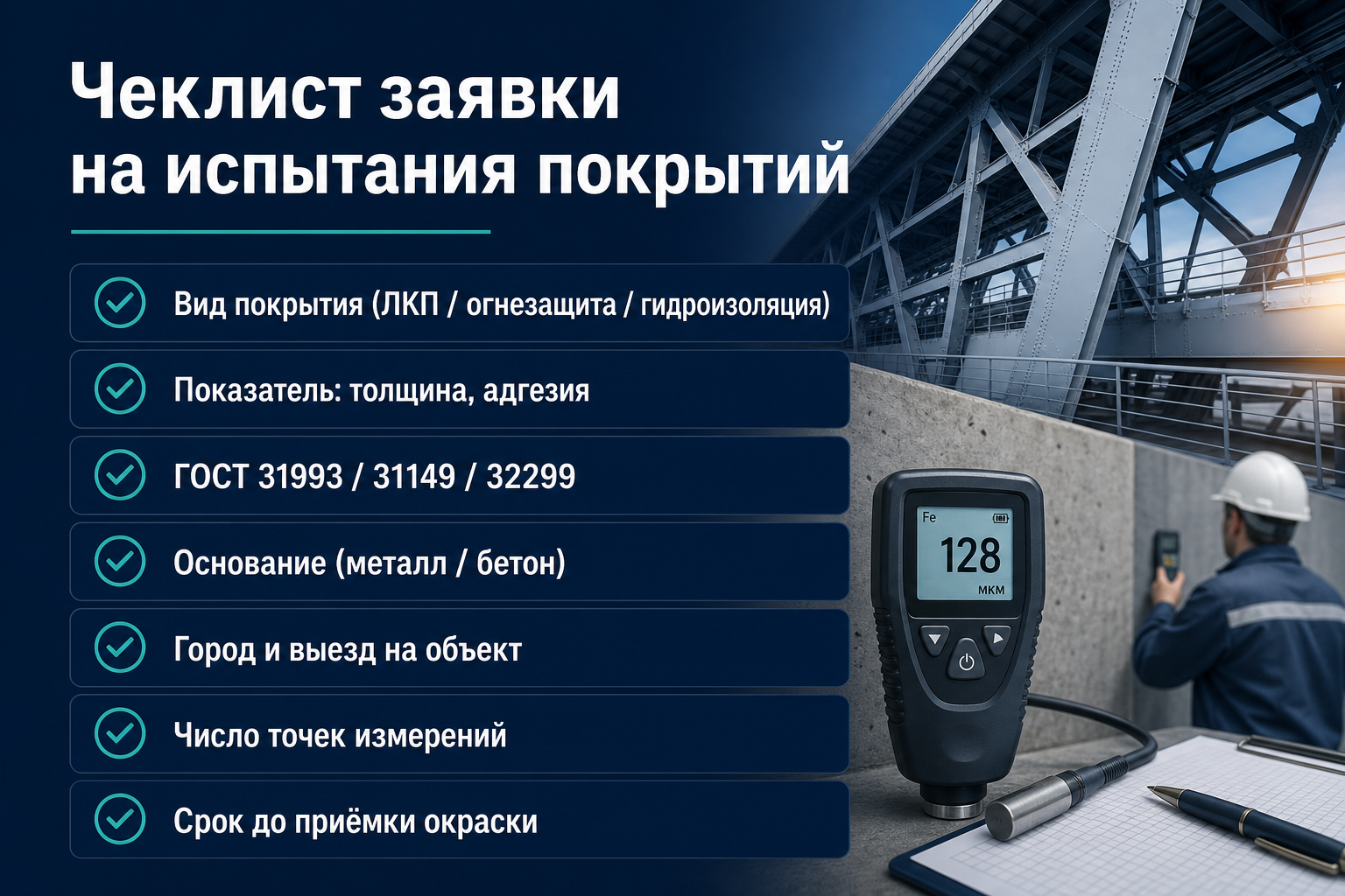 Чеклист заявки на испытания красок и покрытий