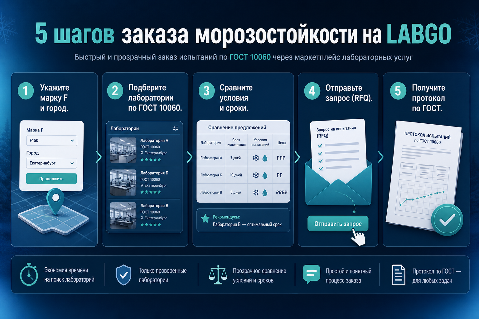 5 шагов заказа испытаний морозостойкости на LABGO
