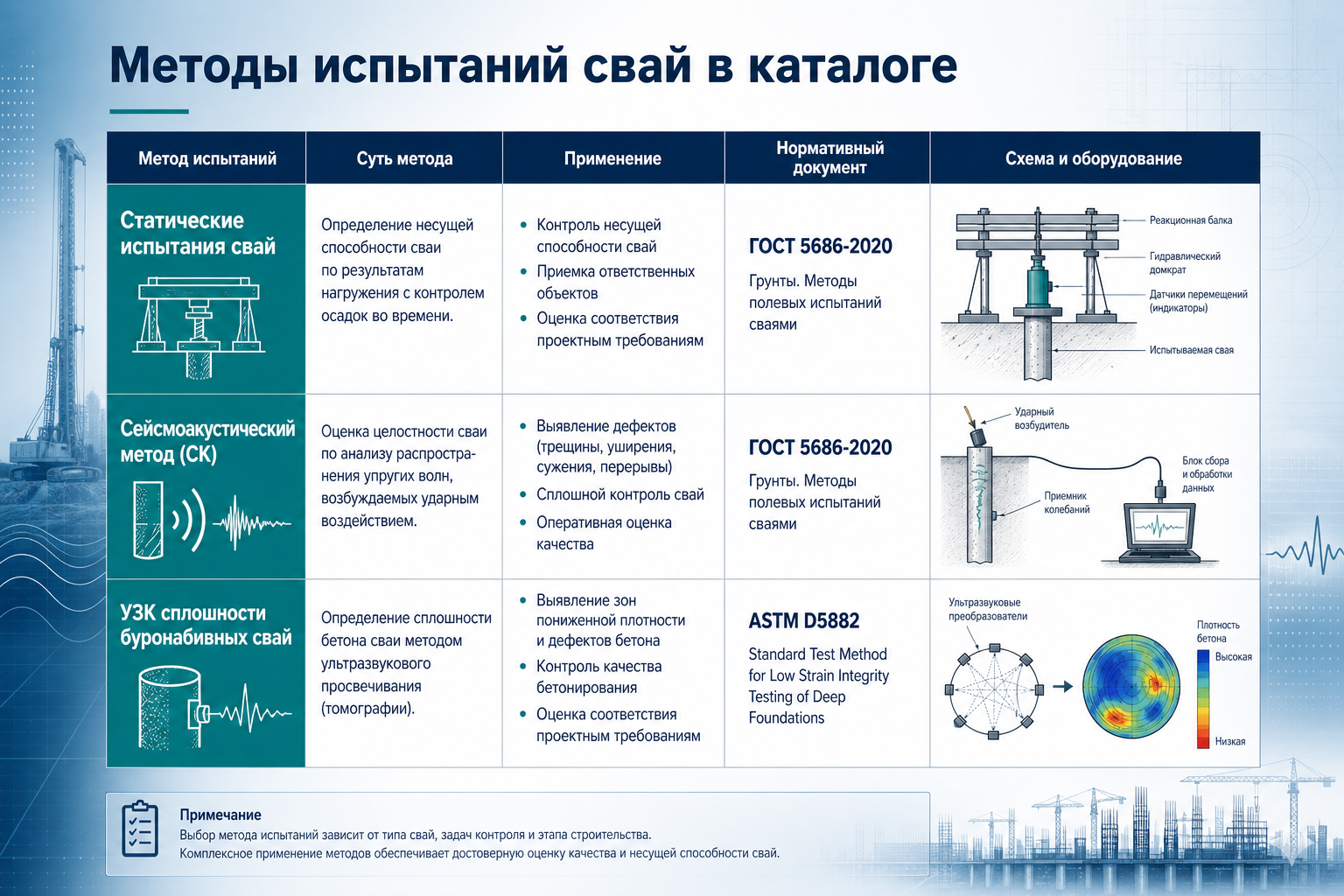 Методы испытаний свай в каталоге LABGO