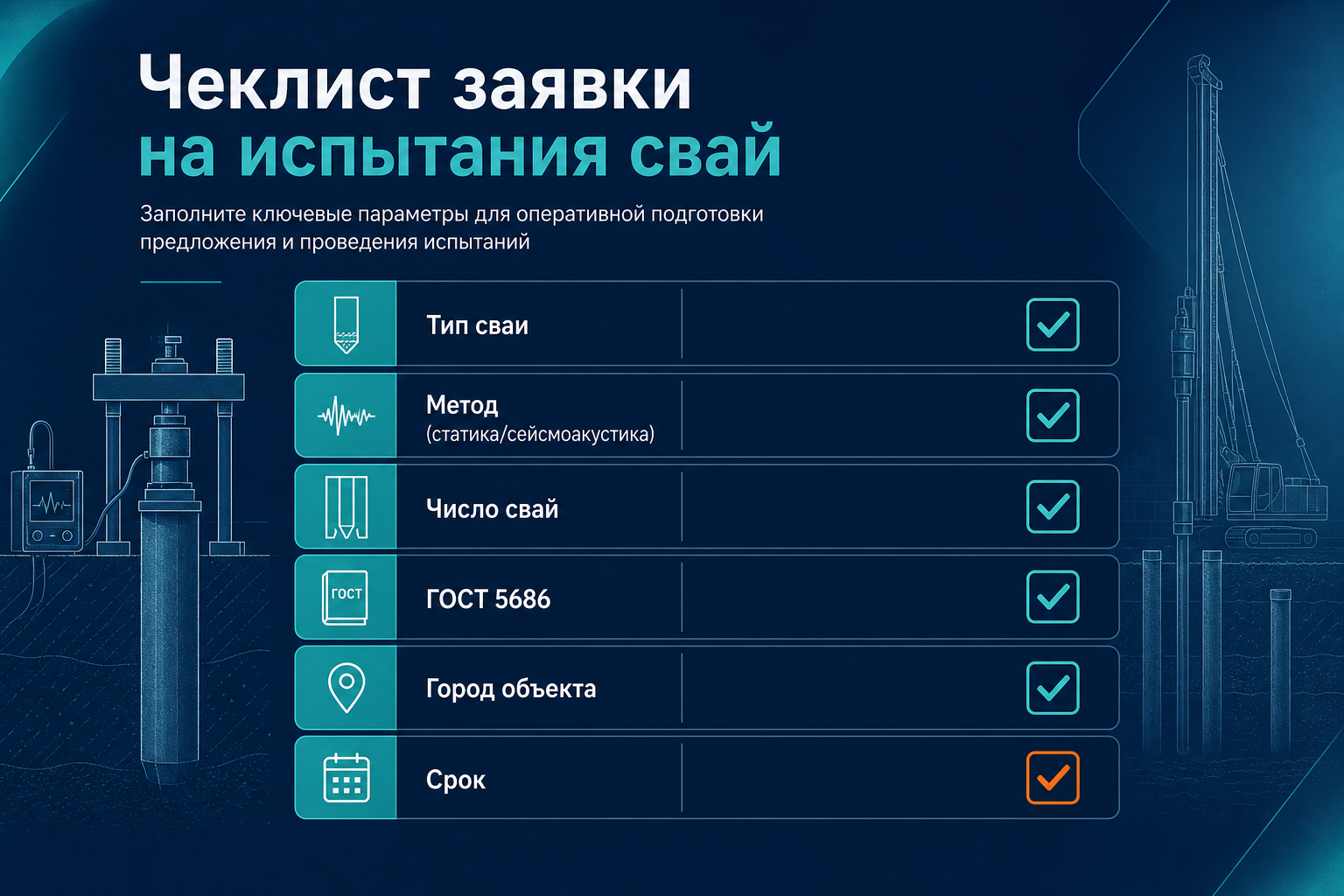 Чеклист заявки на испытания свай