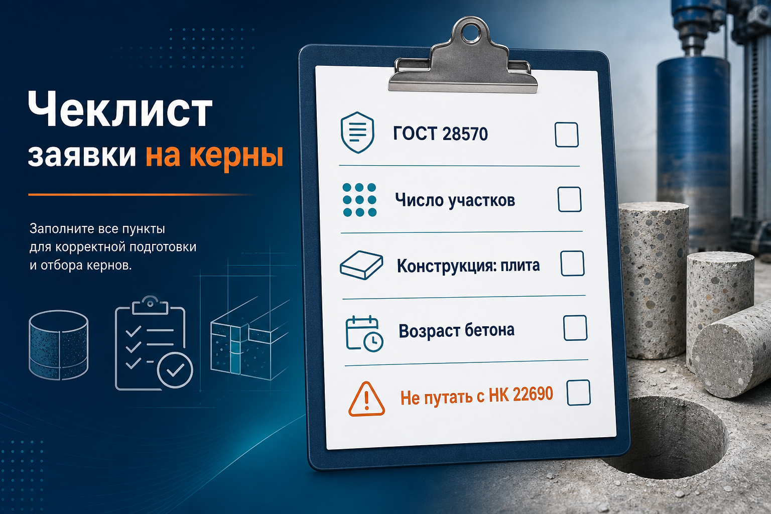 Чеклист заявки на отбор и испытание кернов