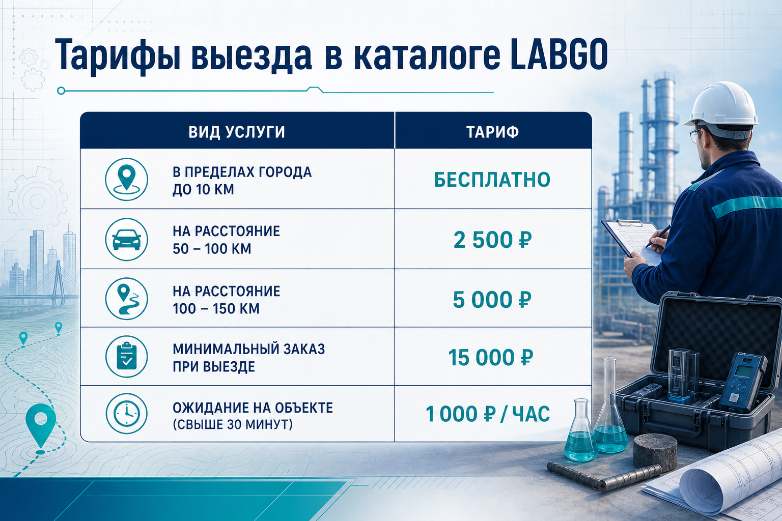 Тарифы выезда лаборатории в каталоге LABGO
