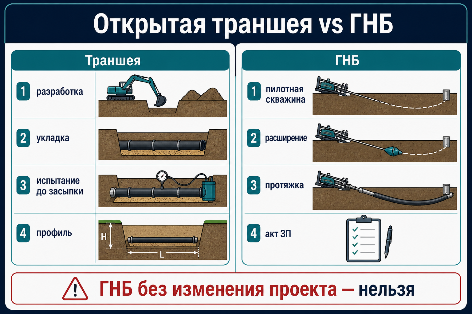 Два способа прокладки — разный набор актов