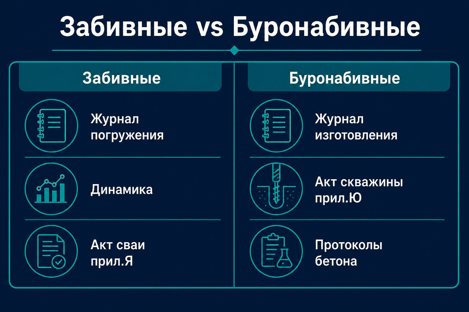 Два типа свайного поля — разные журналы и акты