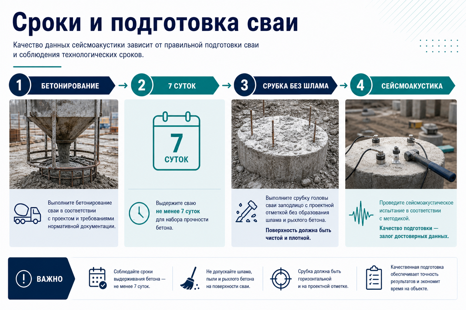 Сроки и подготовка буронабивной сваи для контроля