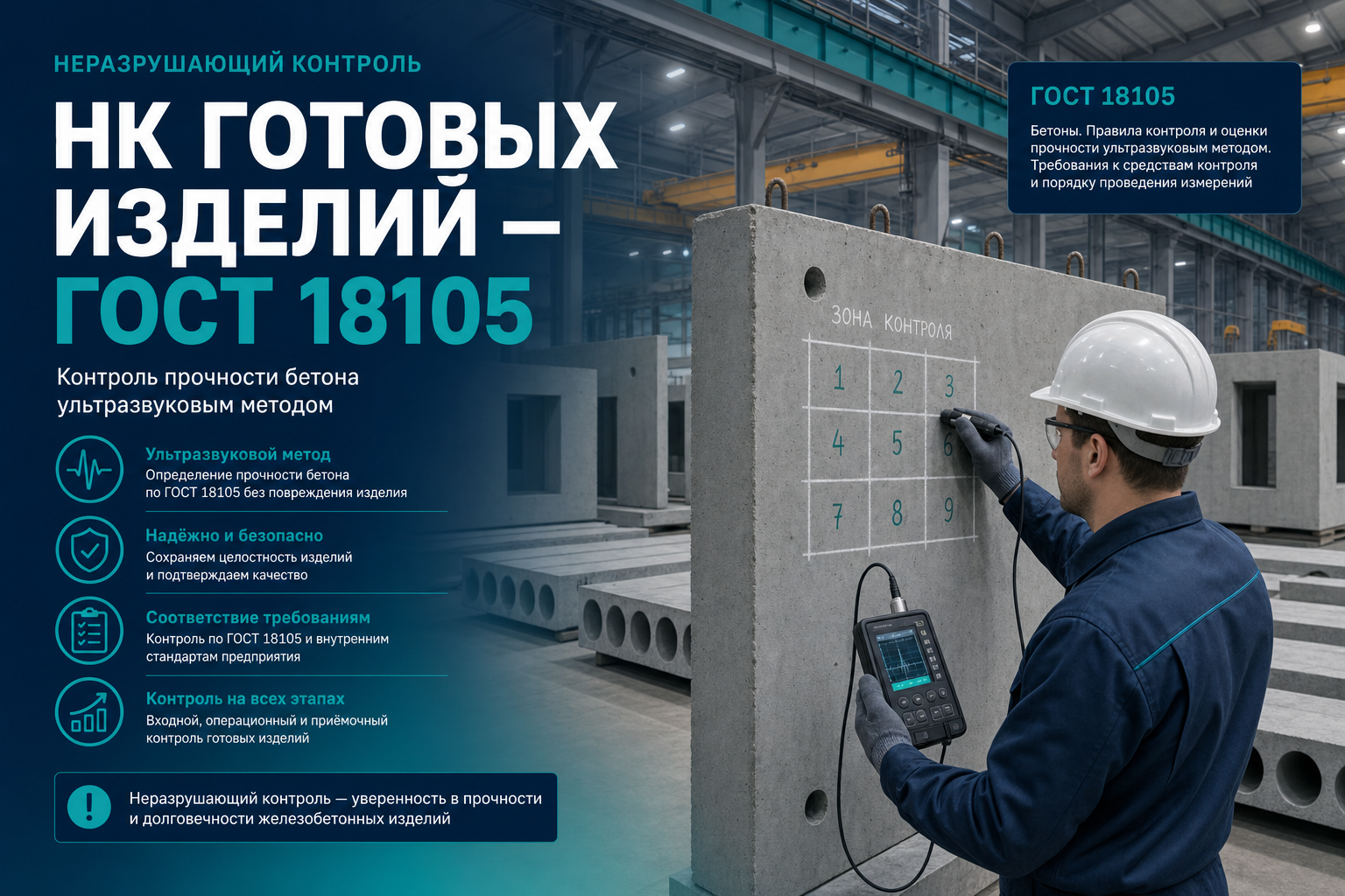 НК готовых изделий ЖБИ: 10 %, 12 штук и участки по п. 7.2.5 ГОСТ 18105