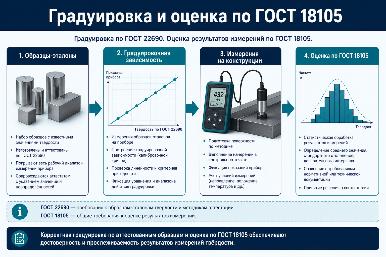 Градуировочная зависимость и оценка прочности по ГОСТ 18105