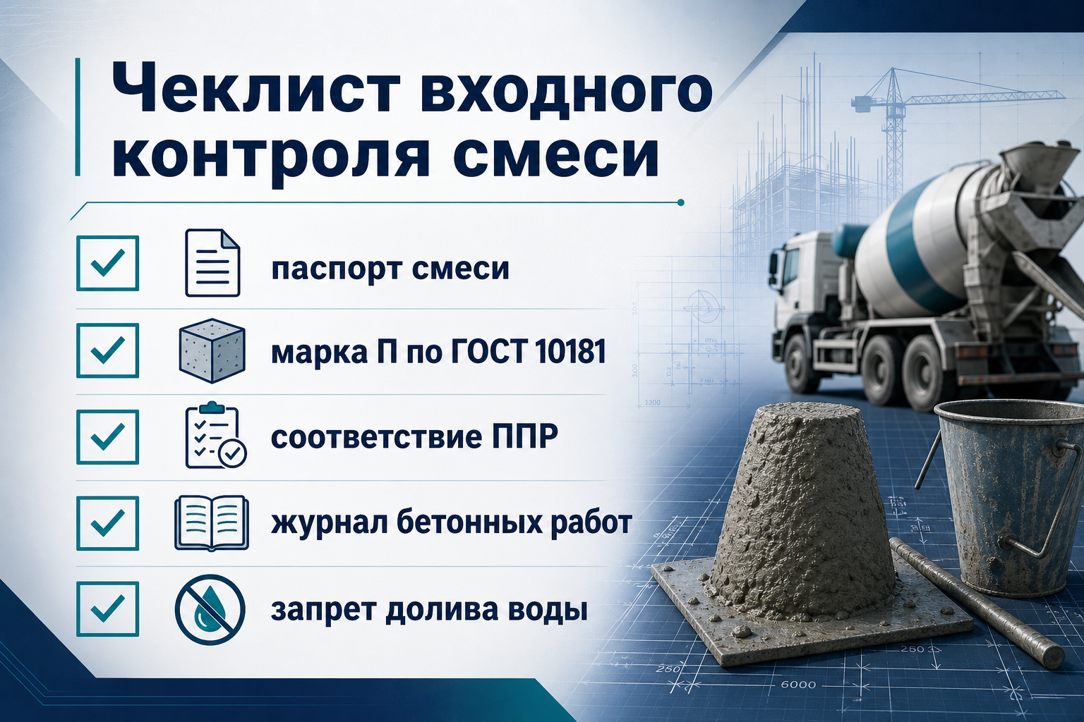 Чеклист входного контроля подвижности бетонной смеси