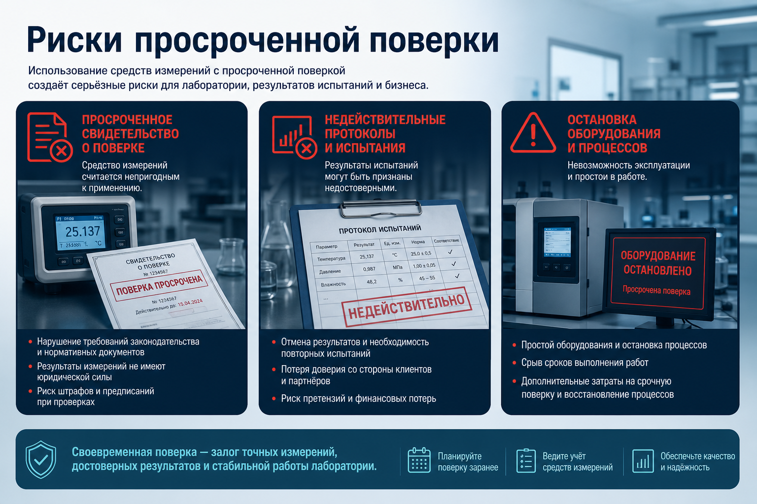 Риски просроченной поверки и неисправного оборудования в ИЛ