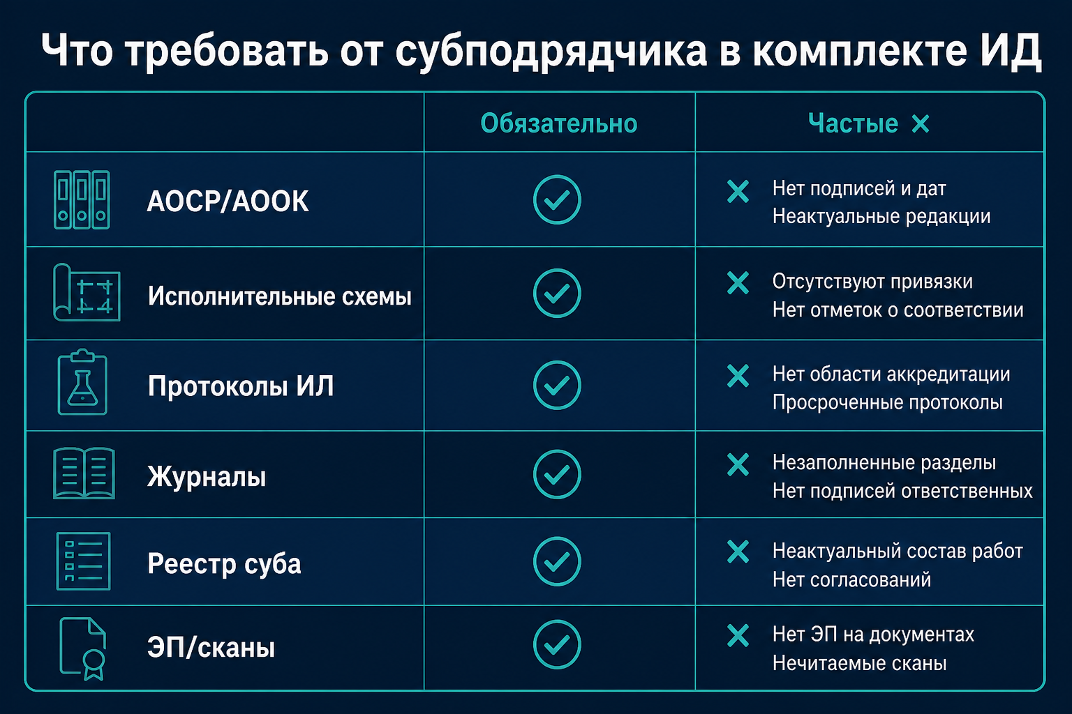 Требования к ИД субподрядчика vs проверка ПТО