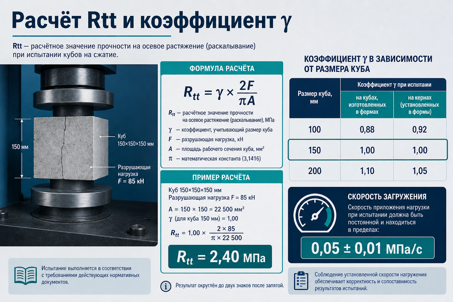 Расчёт Rₜₜ и коэффициент γ по таблице 4