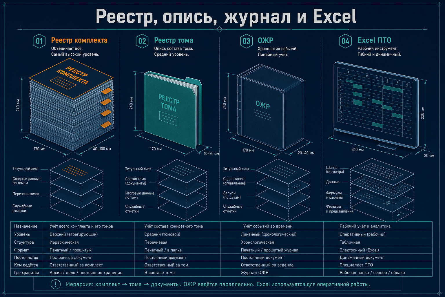 Реестр, опись, журнал и Excel — чем отличаются