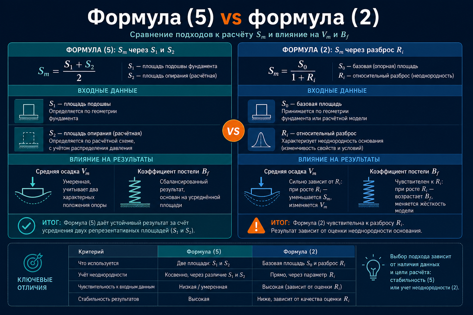 Формула (5) vs формула (2) — разные входы