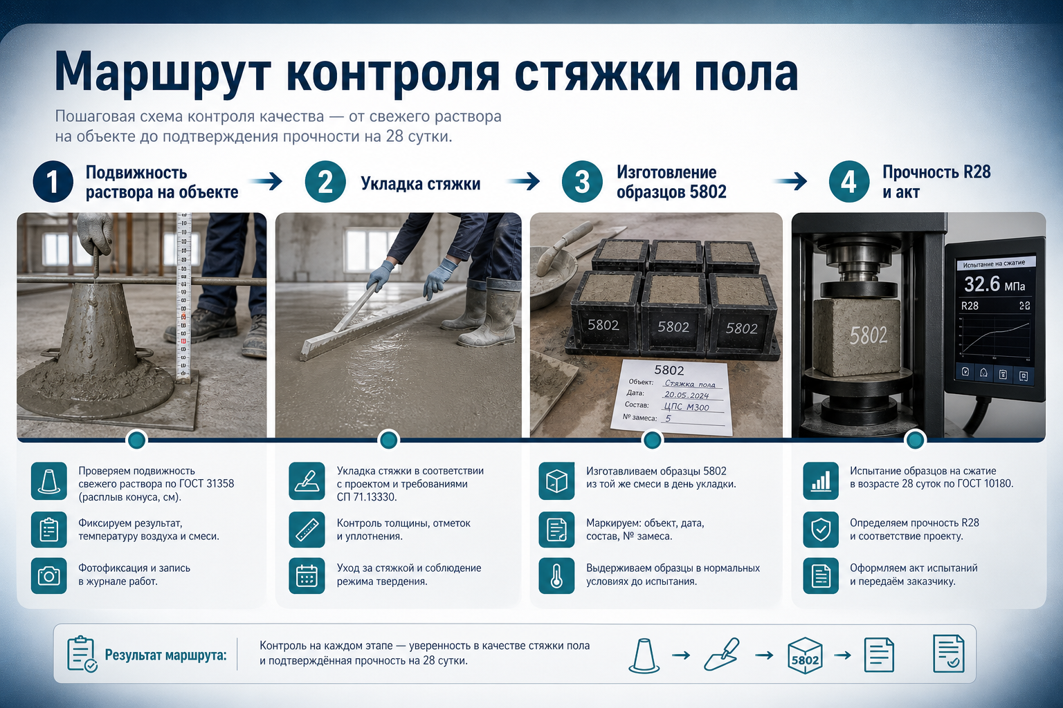 Маршрут контроля стяжки пола