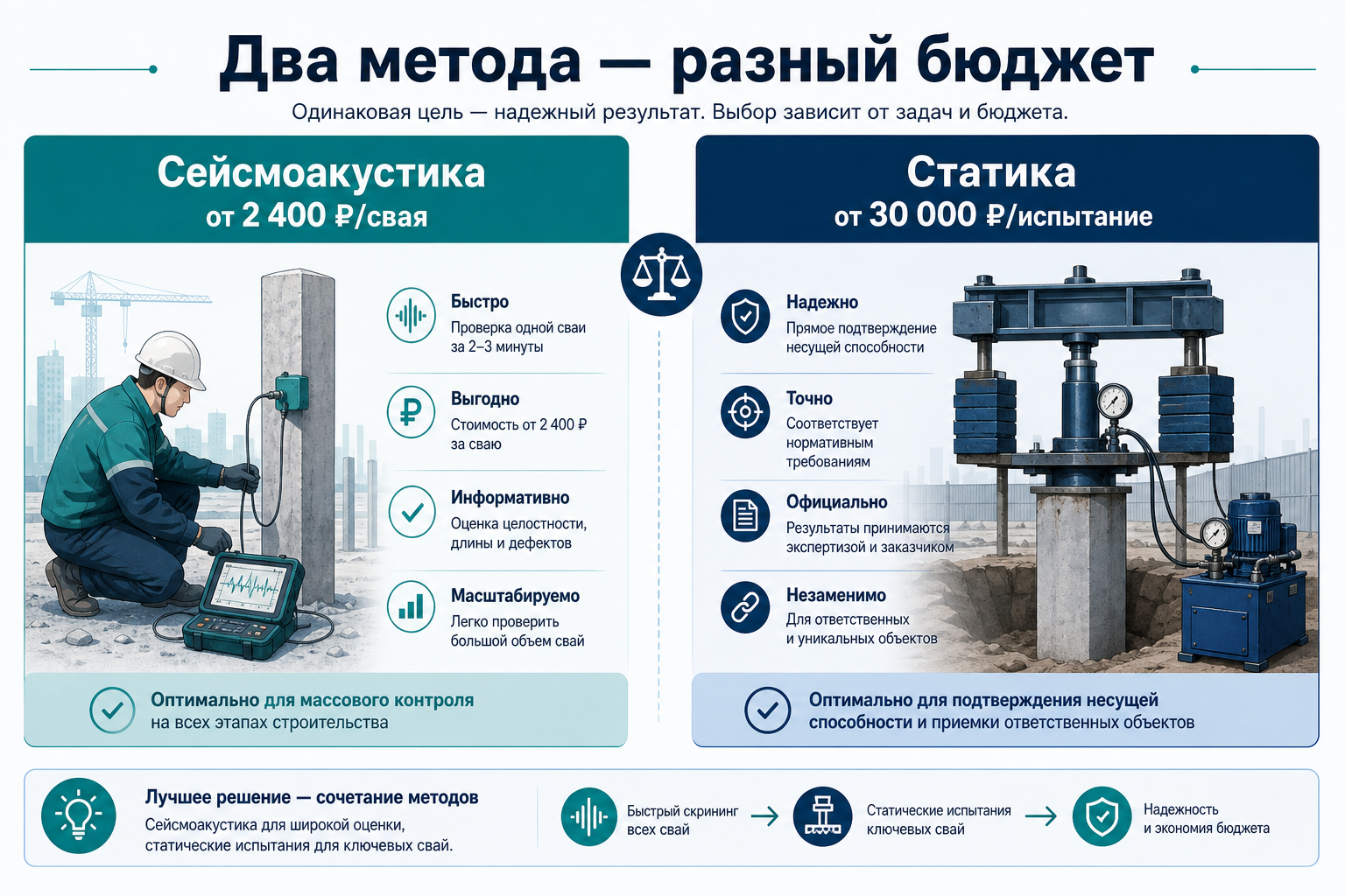 Статика и сейсмоакустика — разные цены