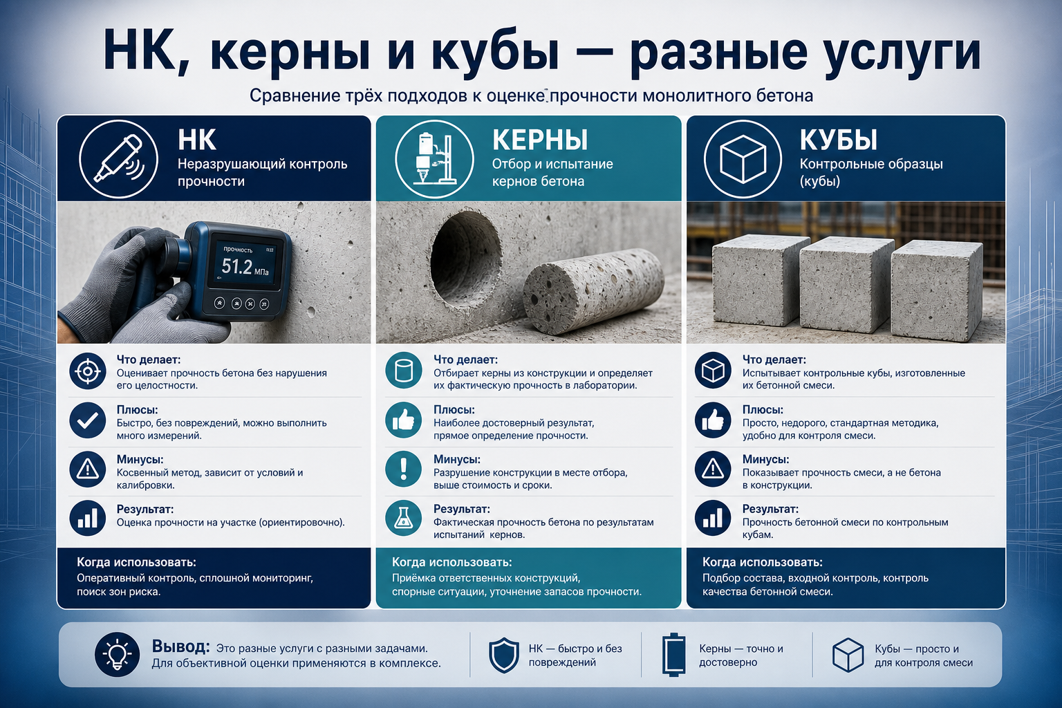 НК, керны и кубы — разные услуги