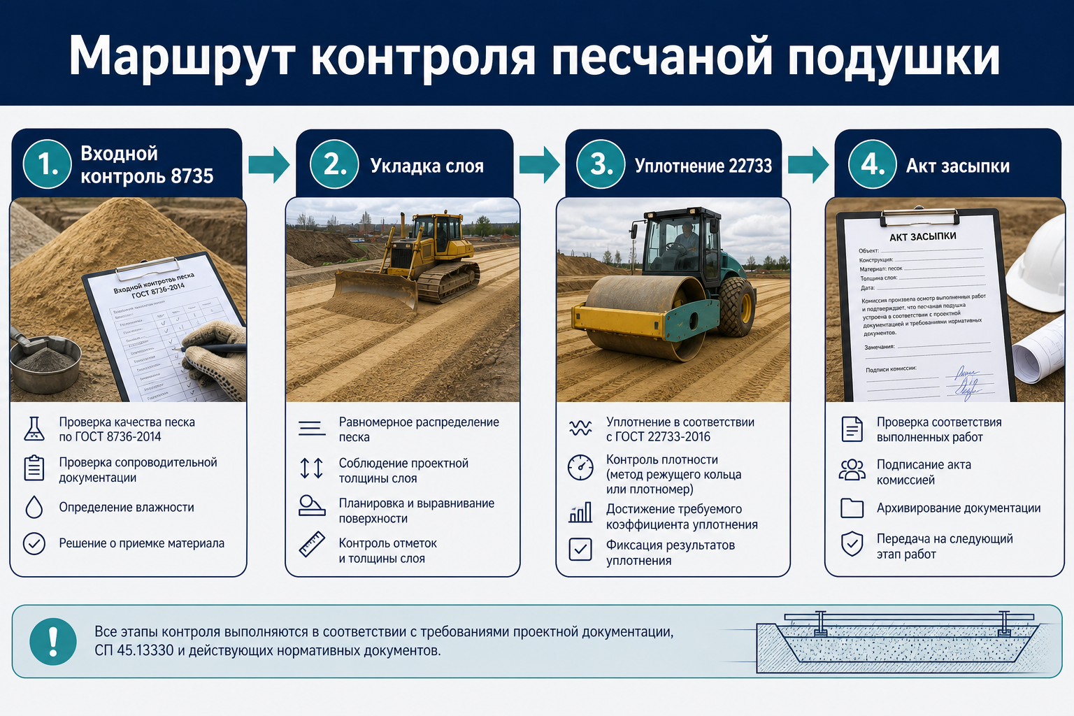 Маршрут контроля песчаной подушки