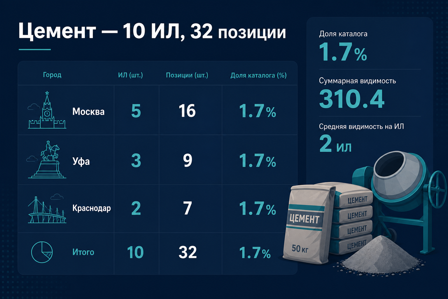 Цемент — города и ИЛ