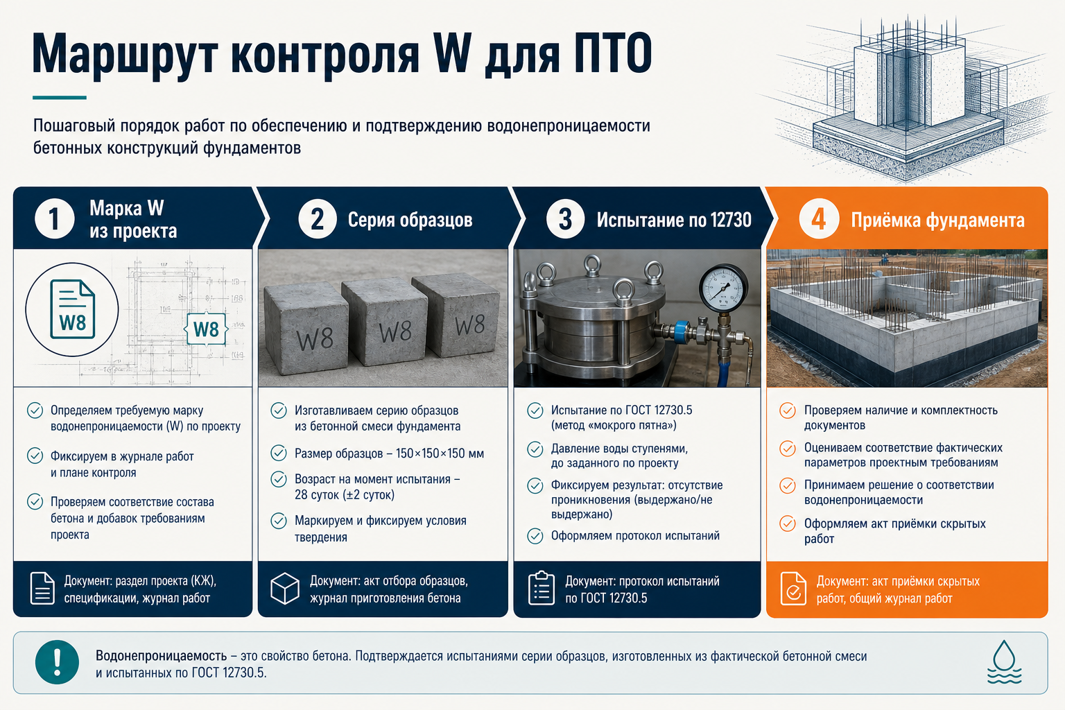 Маршрут контроля водонепроницаемости