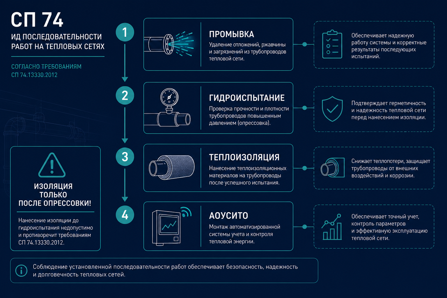 Последовательность испытаний по СП 74 — до АОУСИТО
