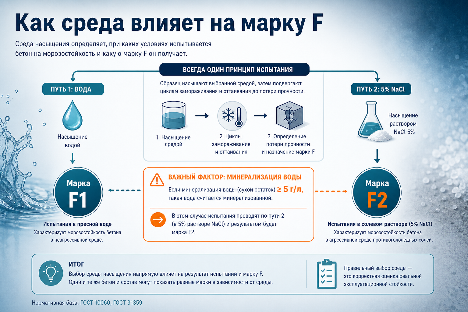 Как среда насыщения влияет на марку F и класс F₁/F₂