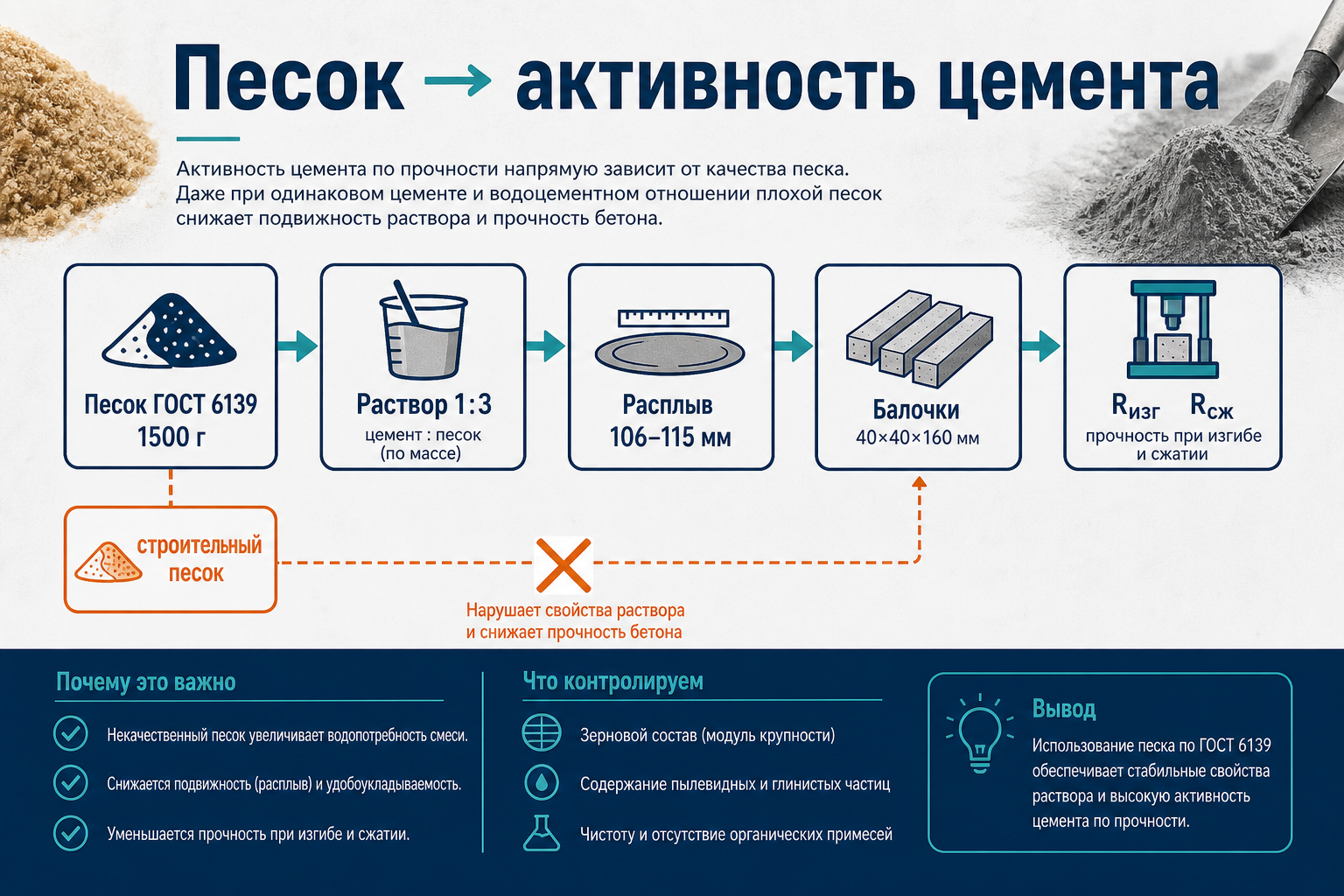 Цепочка: песок → расплыв → балочки → активность
