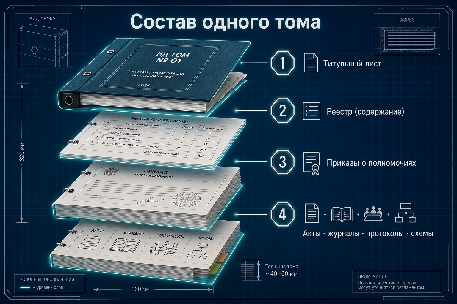 Состав одного тома исполнительной документации