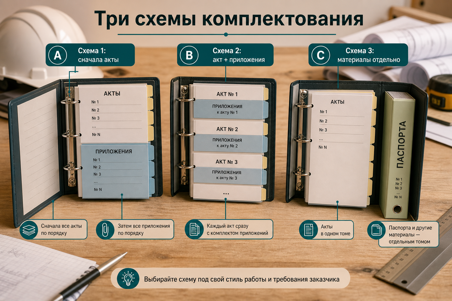 Три схемы комплектования исполнительной документации