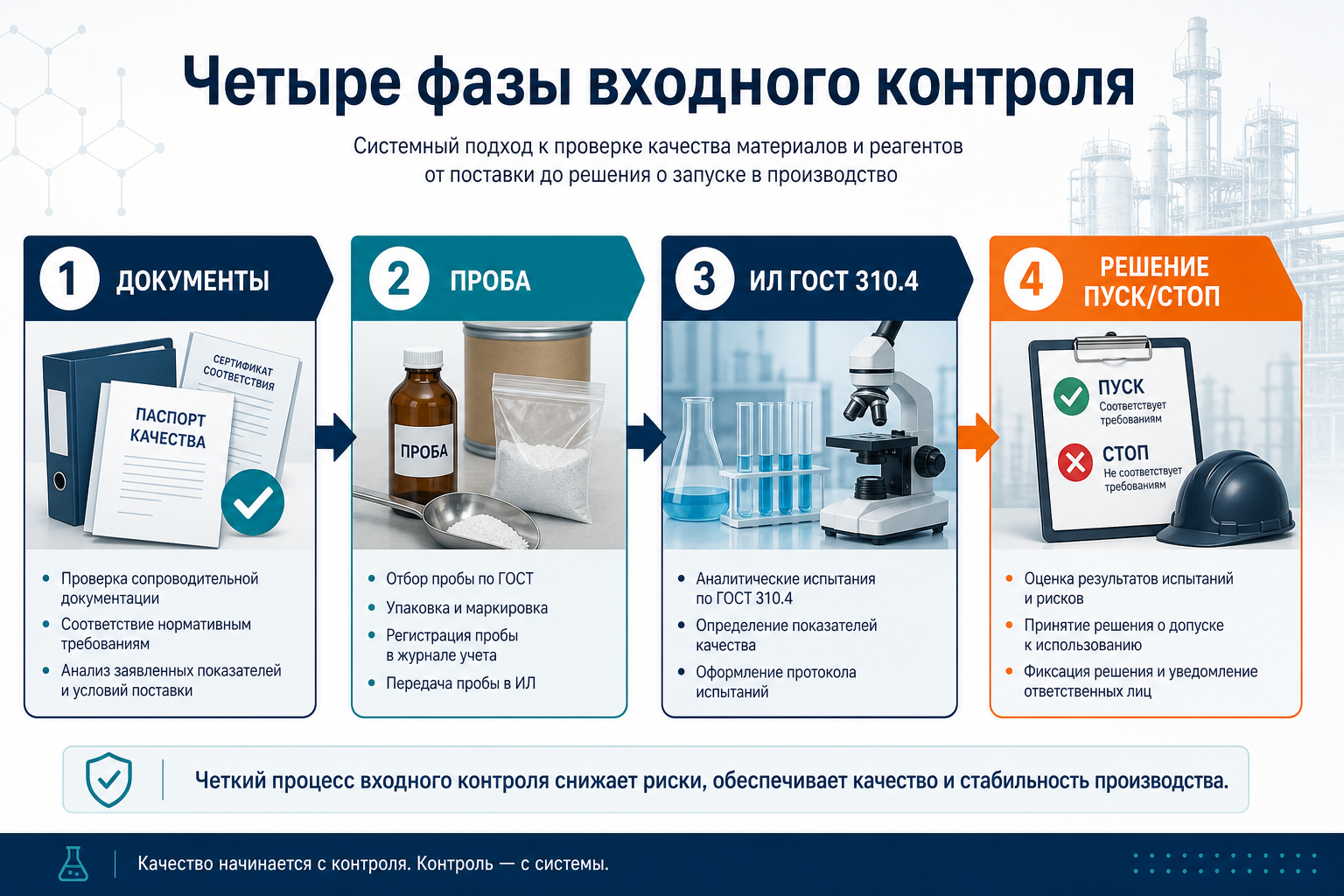 Четыре фазы входного контроля цемента на объекте