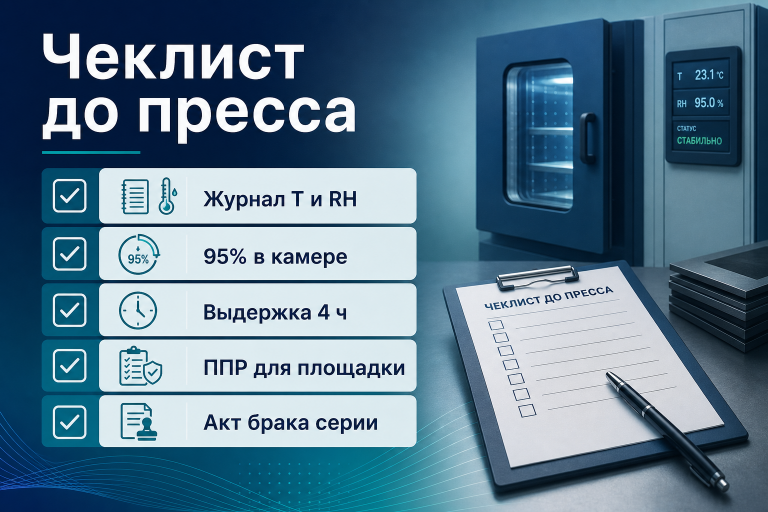 Чеклист контроля влажности и температуры образца